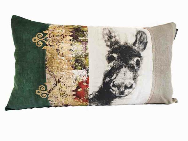 Housse de coussin âne vert